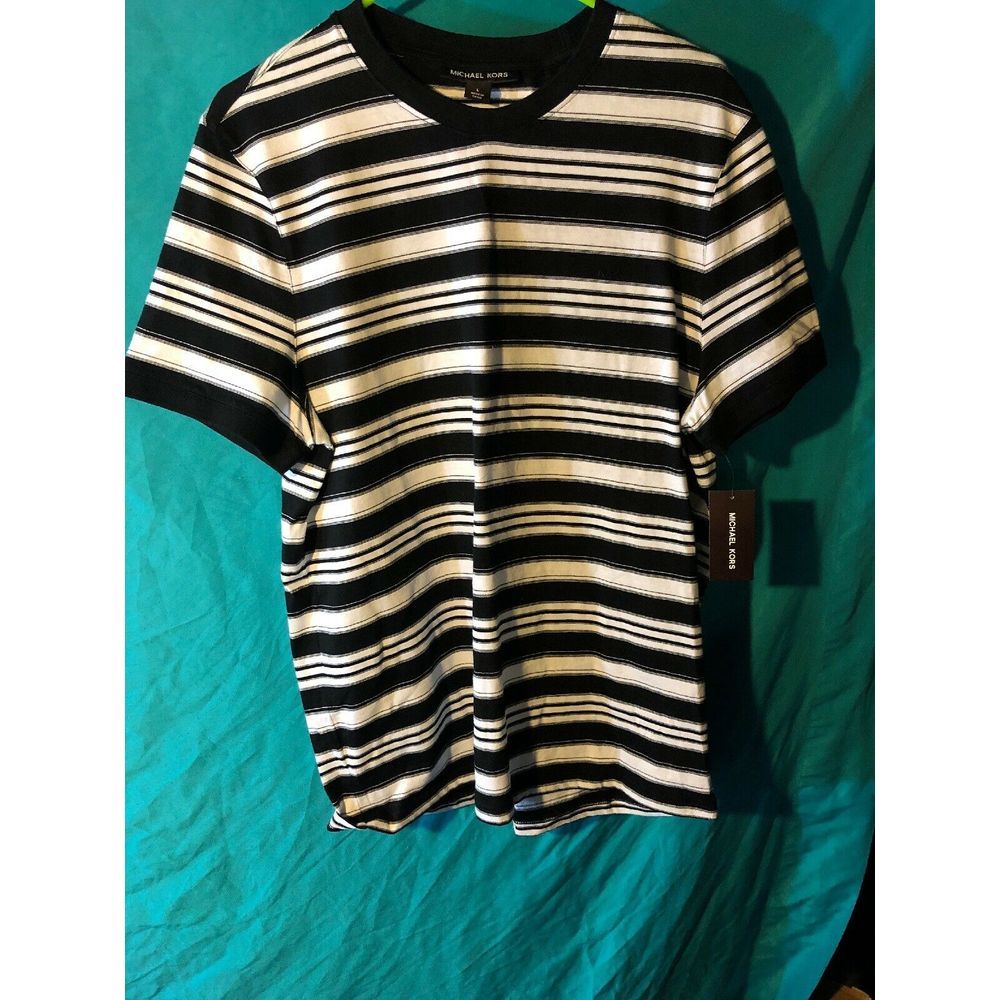 Michael Kors Top Size L Black White Striped Shirt